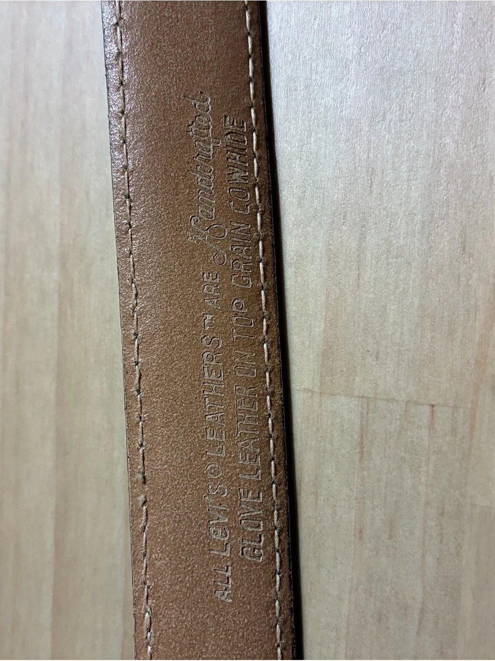 Levi's Vintage Made in USA Tan Brown Leather Belt with Brass-Tone Buckle 40”